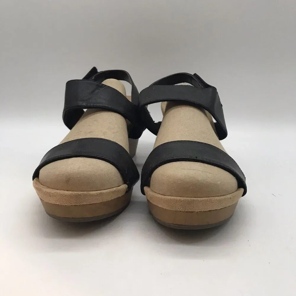 Dr. Scholl's Brazin Wedge Heel Sandals Women's 10M Black Vegan Slingback Shoes